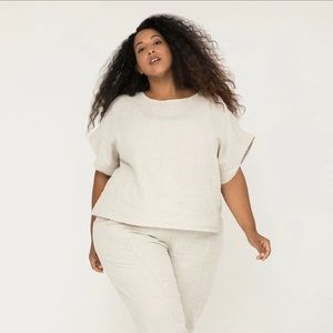 Elizabeth Suzann Georgia Tee in Midweight Linen, Flax OSP